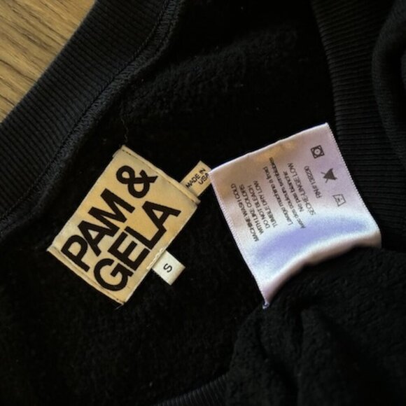 Pam & Gela Womens Sweater Sweatshirt Size Small Black Crochet Grunge Dark Goth - Picture 14 of 15